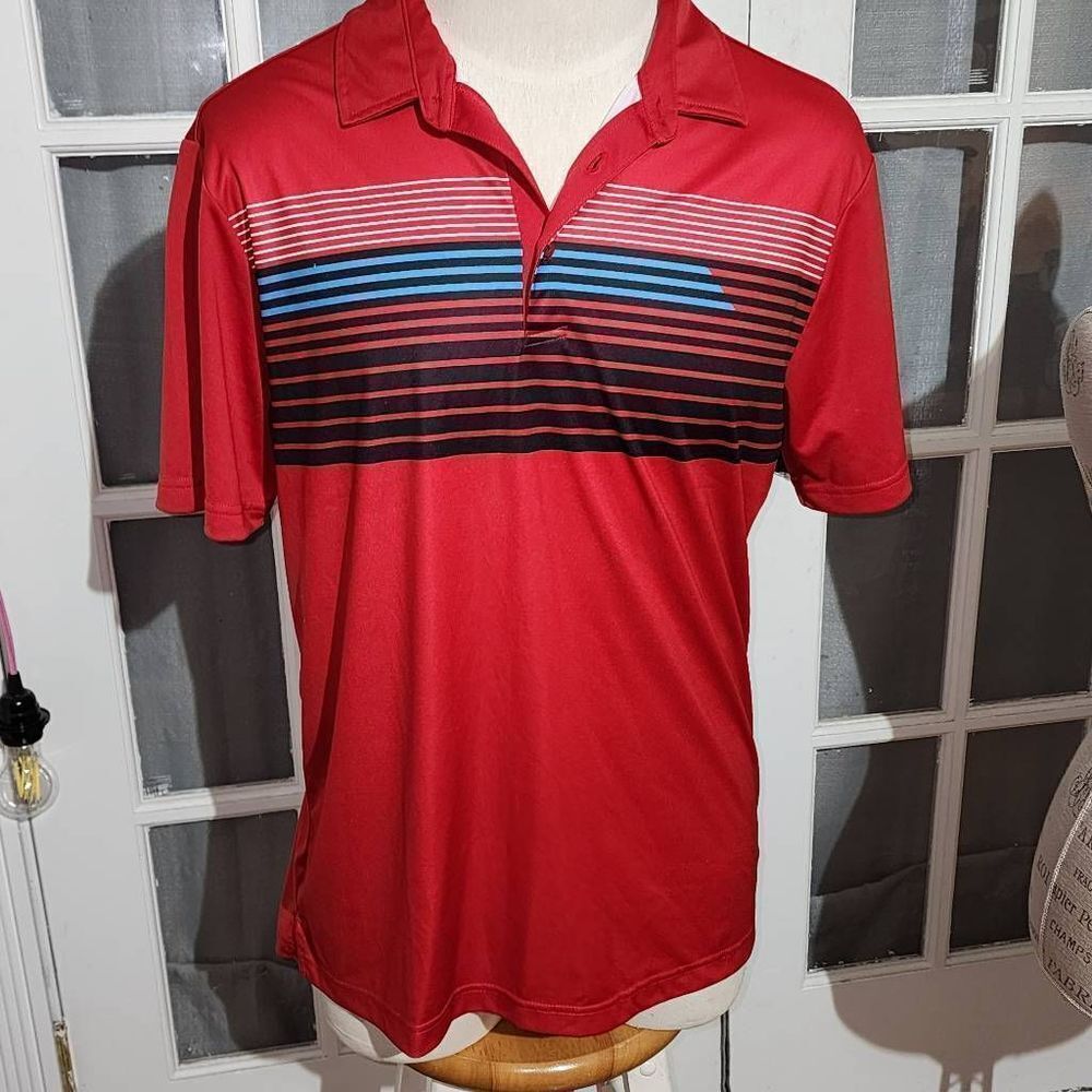 Sligo‎ Mens Red Striped Polo Golf Shirt Large